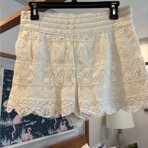 Elegant Lace Women's Shorts in Cream